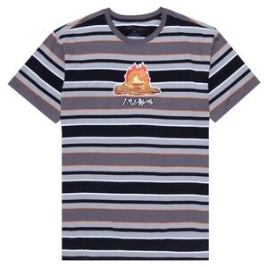 NWT Studio Ghibli Howl's Moving Castle Calcifer Embroidered Striped T-Shirt